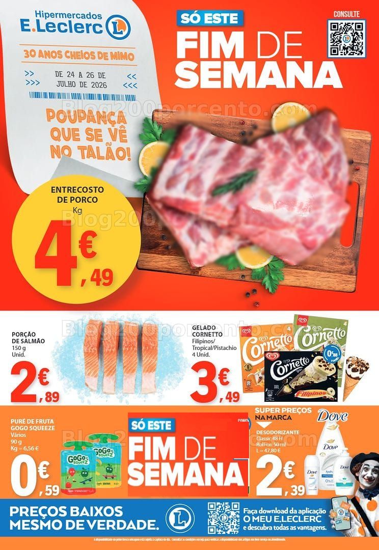 Antevisão Folheto E-LECLERC Promoções Fim de Semana - 24 a 26 julho